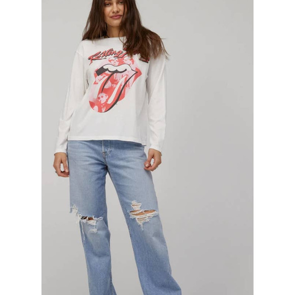 Daydreamer Rolling Stones Band Lick Crew Long Sleeve White XS NWOT - Picture 6 of 6